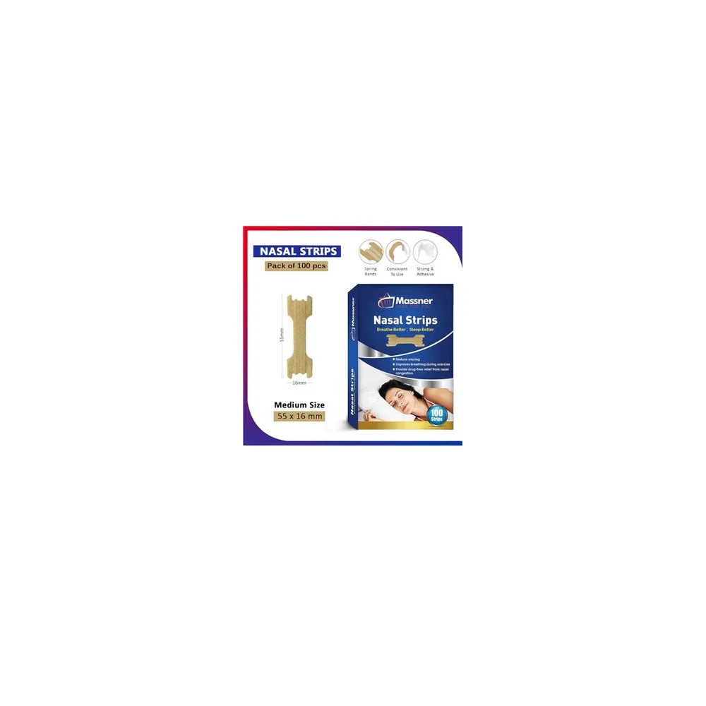 Massner Nasal Strips Large Tan 100 Count Drug-Free Snoring & Congestion Relief